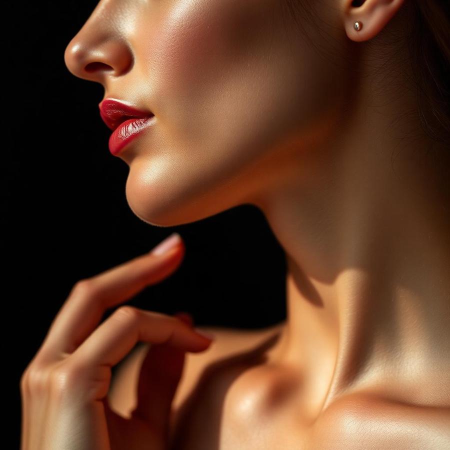 Application along the neck, jawline and décolleté